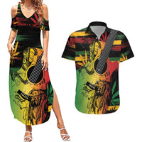 Personalised Reggae Soul Couples Matching Summer Maxi Dress and Hawaiian Shirt Sketch Style LT7 - Wonder Print Shop