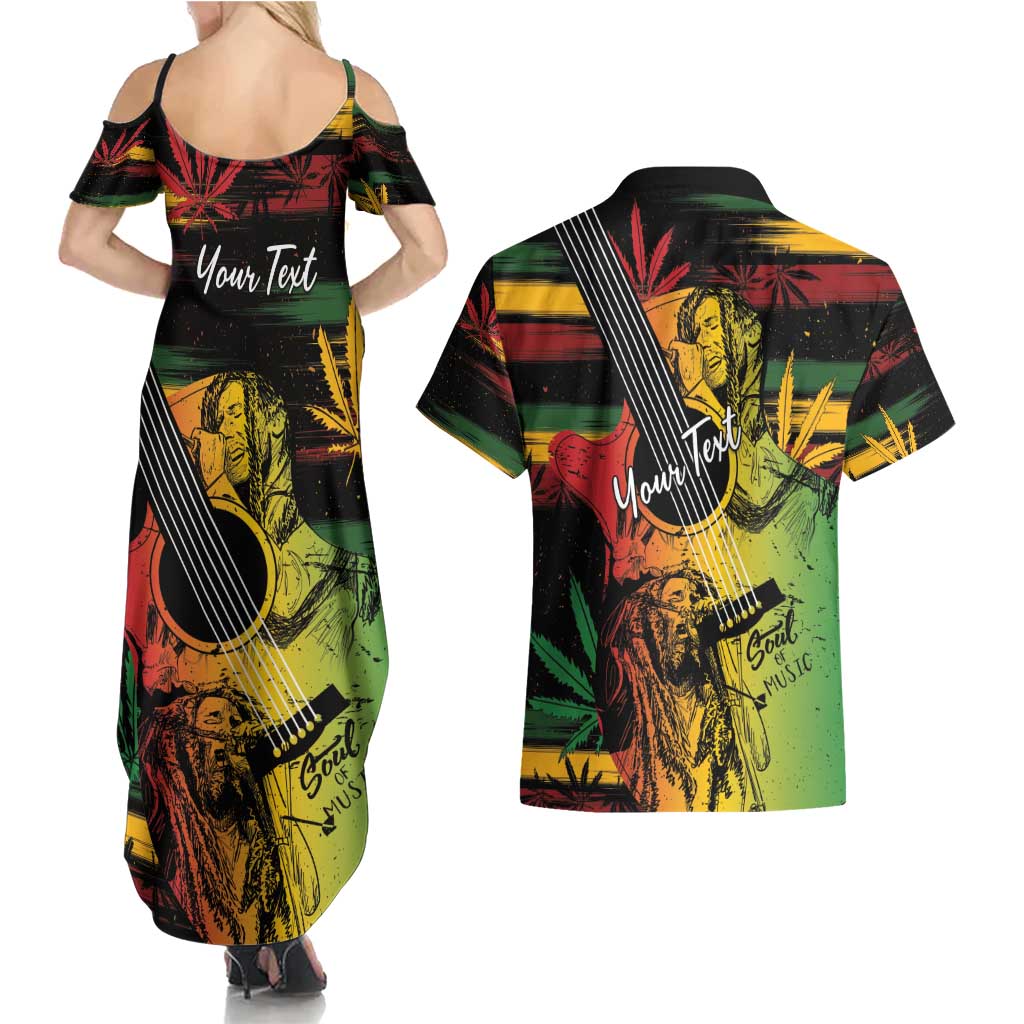 Personalised Reggae Soul Couples Matching Summer Maxi Dress and Hawaiian Shirt Sketch Style LT7 - Wonder Print Shop