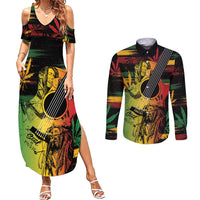 Personalised Reggae Soul Couples Matching Summer Maxi Dress and Long Sleeve Button Shirt Sketch Style LT7 - Wonder Print Shop