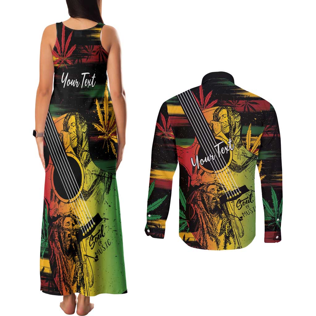 Personalised Reggae Soul Couples Matching Tank Maxi Dress and Long Sleeve Button Shirt Sketch Style LT7 - Wonder Print Shop