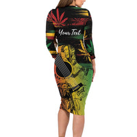 Personalised Reggae Soul Family Matching Long Sleeve Bodycon Dress and Hawaiian Shirt Sketch Style LT7 - Wonder Print Shop