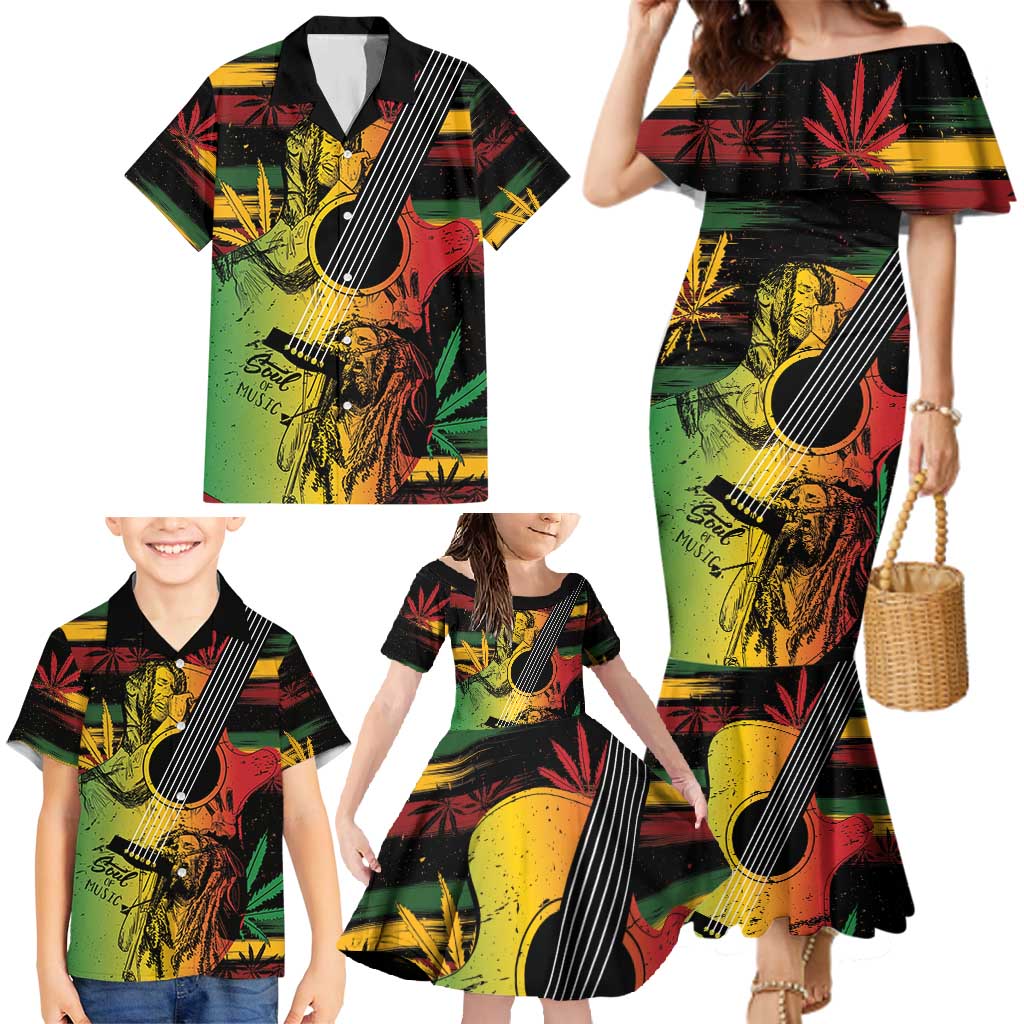 Personalised Reggae Soul Family Matching Mermaid Dress and Hawaiian Shirt Sketch Style LT7 - Wonder Print Shop