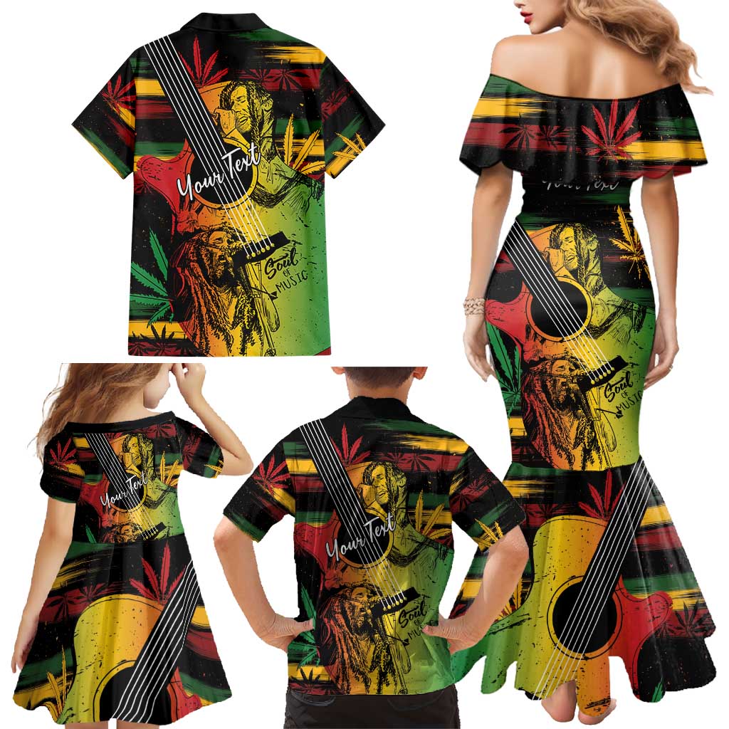 Personalised Reggae Soul Family Matching Mermaid Dress and Hawaiian Shirt Sketch Style LT7 - Wonder Print Shop