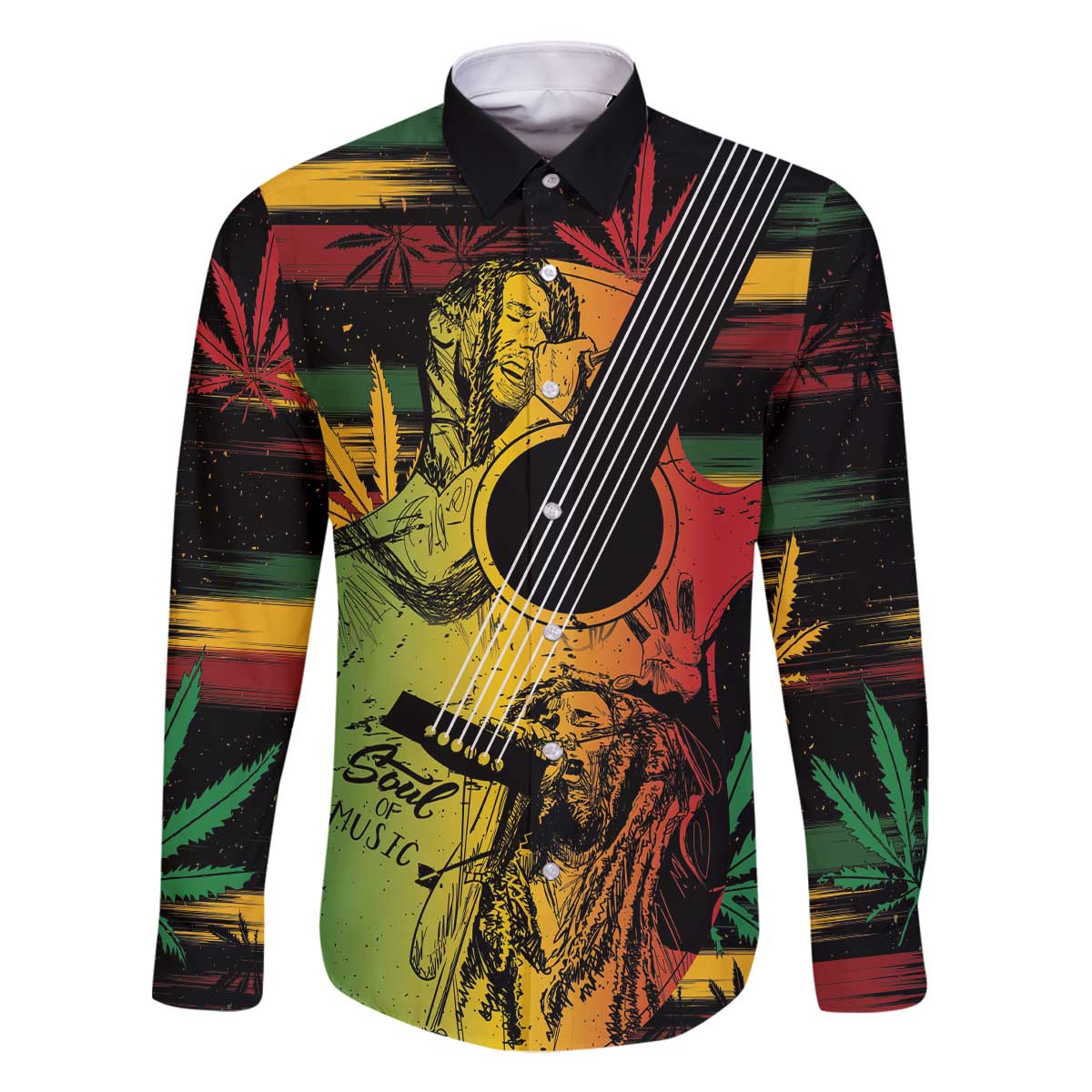 Personalised Reggae Soul Family Matching Off The Shoulder Long Sleeve Dress and Hawaiian Shirt Sketch Style - Wonder Print Shop