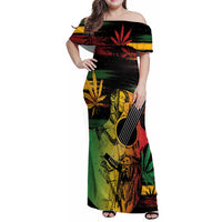 Personalised Reggae Soul Family Matching Off Shoulder Maxi Dress and Hawaiian Shirt Sketch Style LT7 - Wonder Print Shop