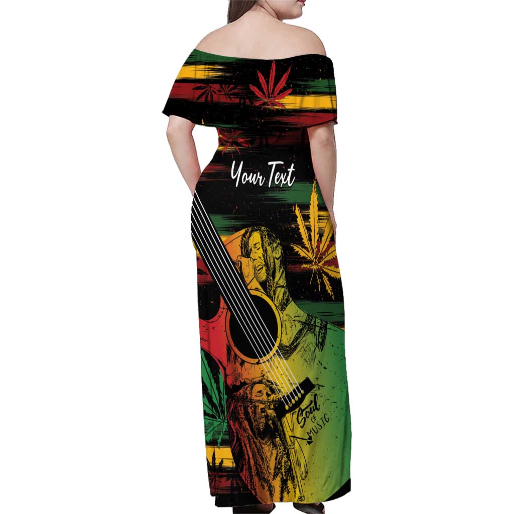 Personalised Reggae Soul Family Matching Off Shoulder Maxi Dress and Hawaiian Shirt Sketch Style LT7 - Wonder Print Shop