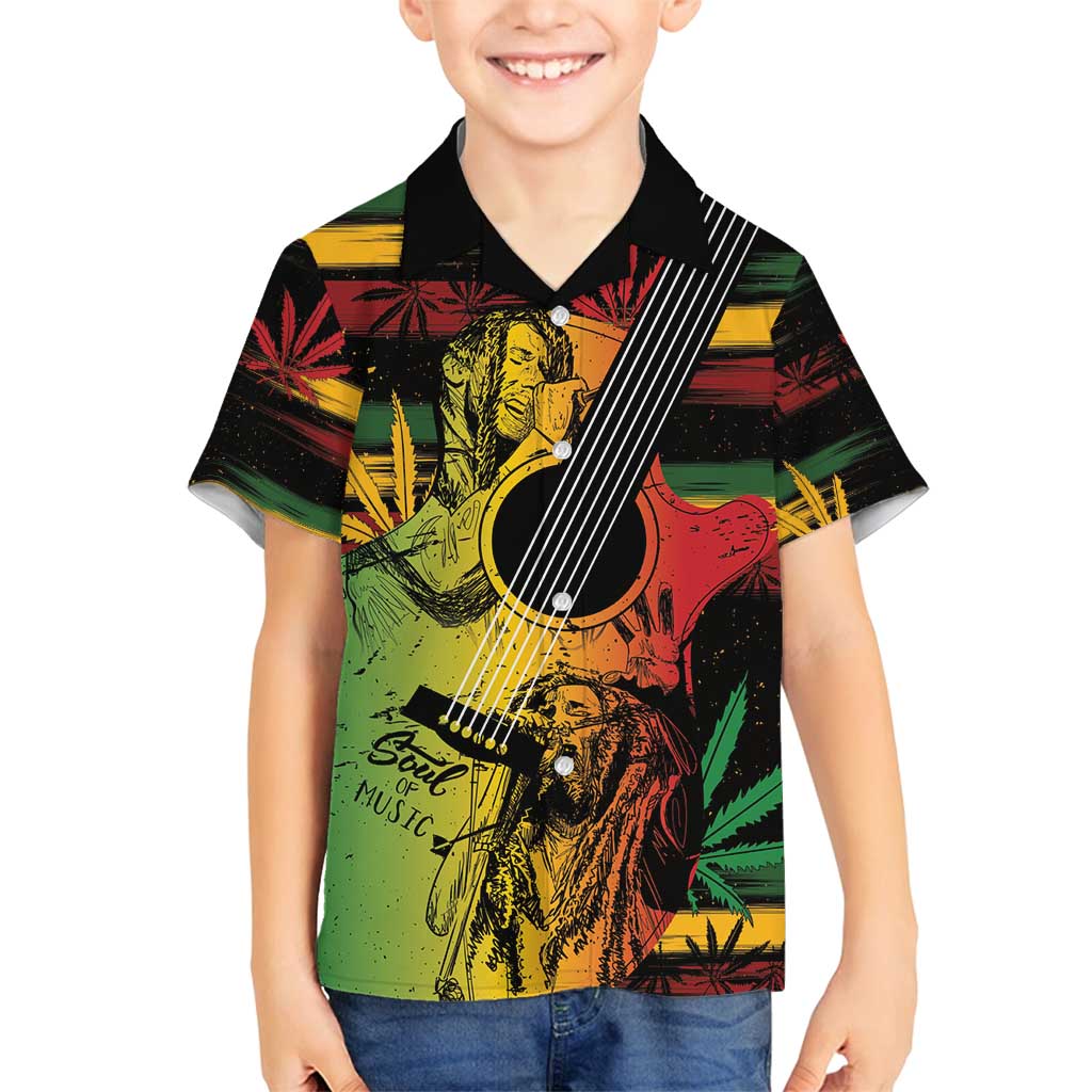 Personalised Reggae Soul Family Matching Off Shoulder Maxi Dress and Hawaiian Shirt Sketch Style LT7 - Wonder Print Shop