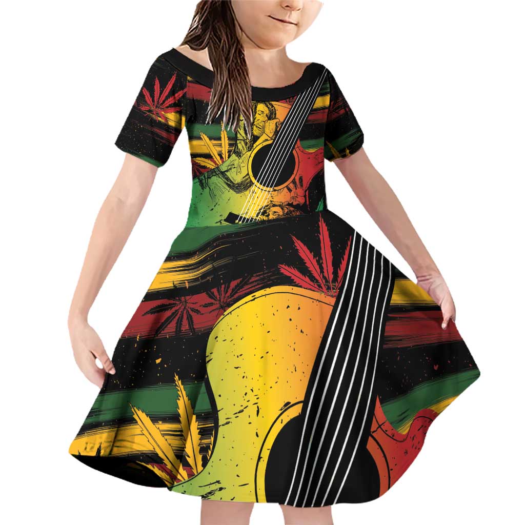 Personalised Reggae Soul Family Matching Off Shoulder Short Dress and Hawaiian Shirt Sketch Style LT7 - Wonder Print Shop