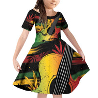 Personalised Reggae Soul Family Matching Off Shoulder Short Dress and Hawaiian Shirt Sketch Style LT7 - Wonder Print Shop