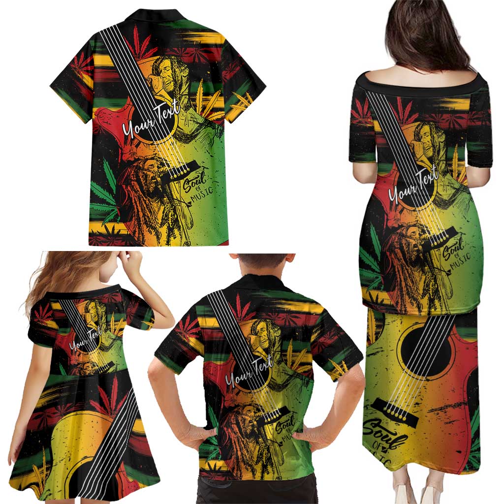 Personalised Reggae Soul Family Matching Puletasi and Hawaiian Shirt Sketch Style - Wonder Print Shop