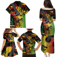 Personalised Reggae Soul Family Matching Puletasi and Hawaiian Shirt Sketch Style - Wonder Print Shop