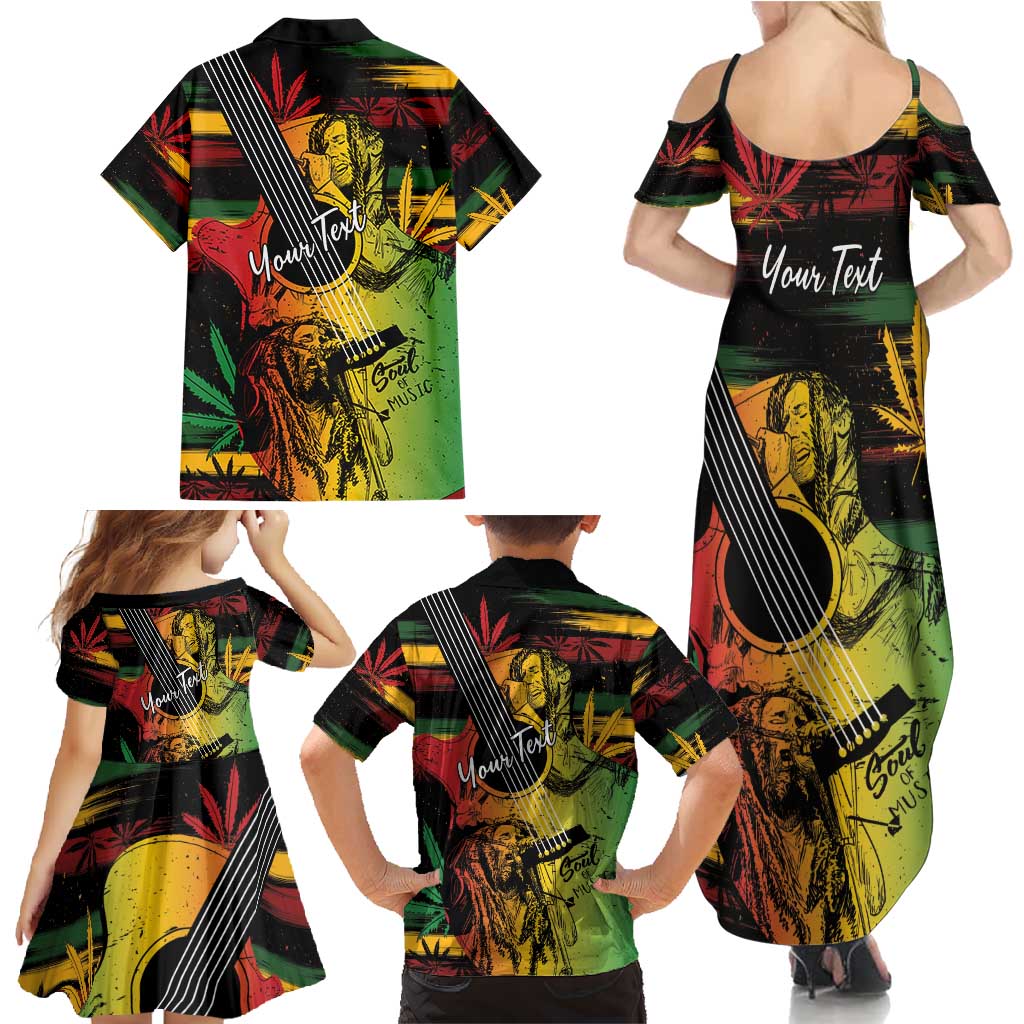 Personalised Reggae Soul Family Matching Summer Maxi Dress and Hawaiian Shirt Sketch Style - Wonder Print Shop
