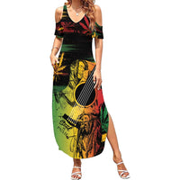 Personalised Reggae Soul Family Matching Summer Maxi Dress and Hawaiian Shirt Sketch Style - Wonder Print Shop