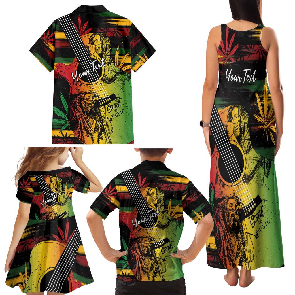 Personalised Reggae Soul Family Matching Tank Maxi Dress and Hawaiian Shirt Sketch Style - Wonder Print Shop