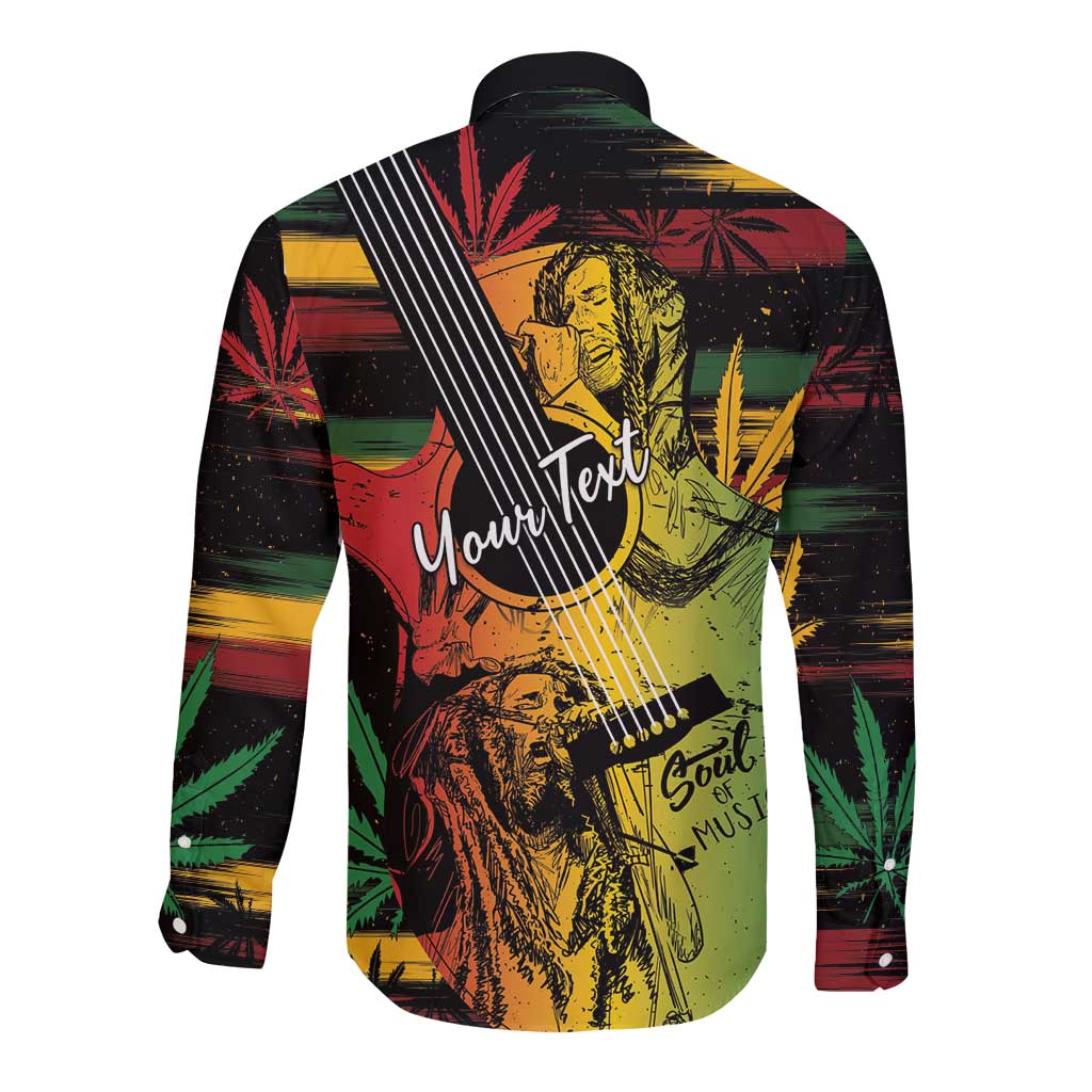 Personalised Reggae Soul Long Sleeve Button Shirt Sketch Style - Wonder Print Shop