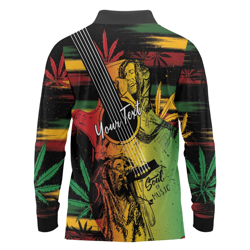 Personalised Reggae Soul Long Sleeve Polo Shirt Sketch Style - Wonder Print Shop