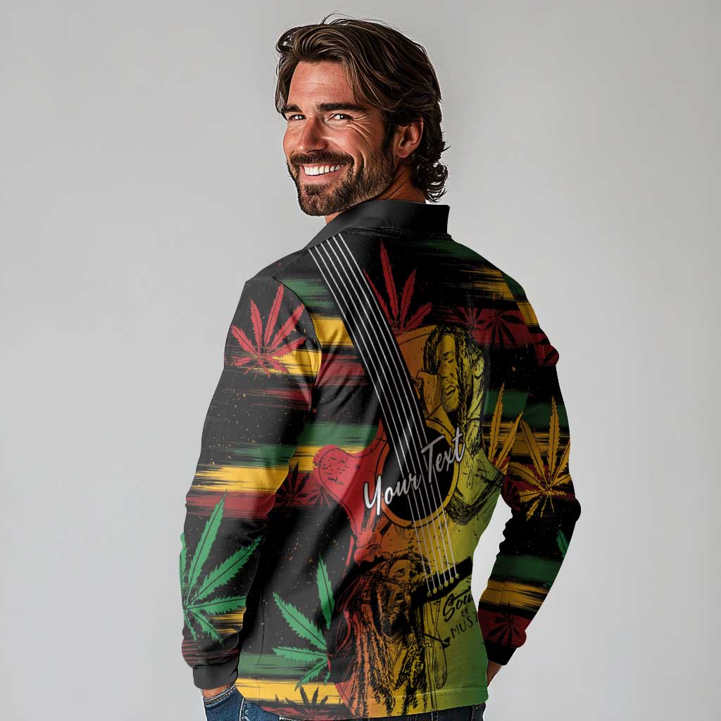 Personalised Reggae Soul Long Sleeve Polo Shirt Sketch Style - Wonder Print Shop