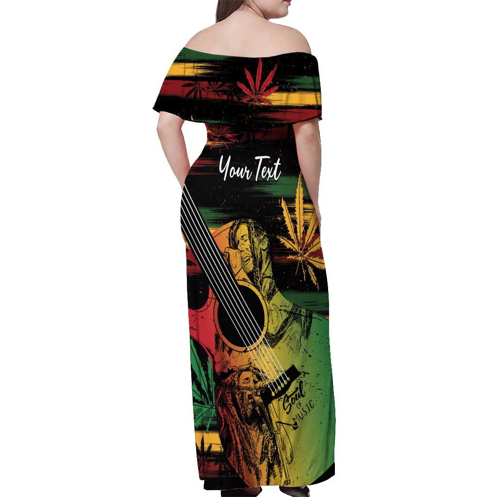 Personalised Reggae Soul Off Shoulder Maxi Dress Sketch Style - Wonder Print Shop