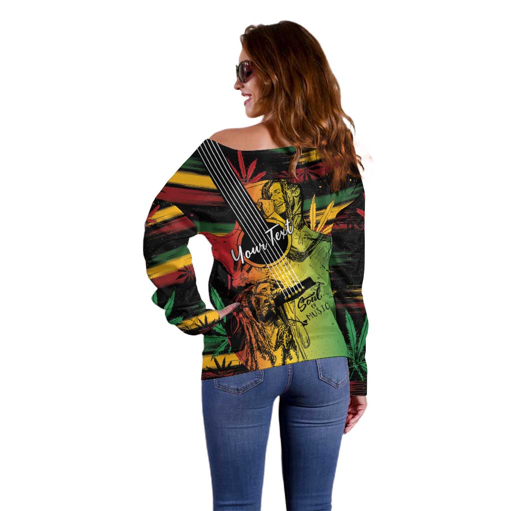 Personalised Reggae Soul Off Shoulder Sweater Sketch Style - Wonder Print Shop