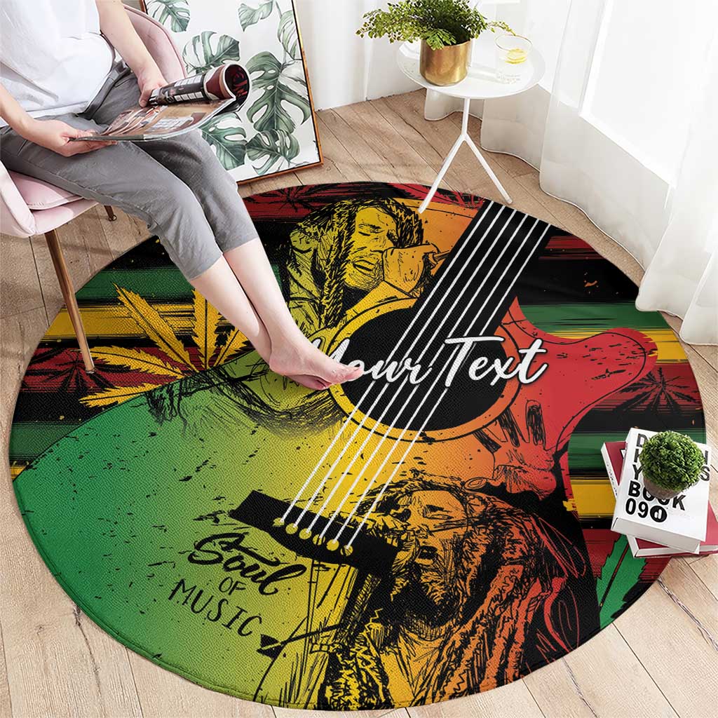 Personalised Reggae Soul Round Carpet Sketch Style