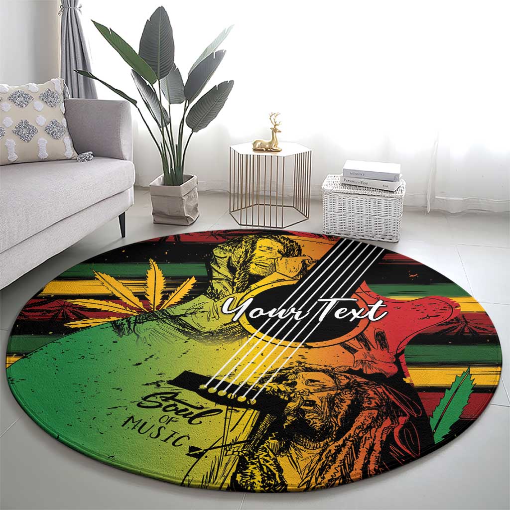 Personalised Reggae Soul Round Carpet Sketch Style