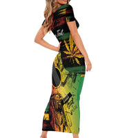 Personalised Reggae Soul Short Sleeve Bodycon Dress Sketch Style - Wonder Print Shop
