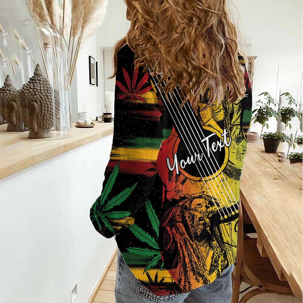 Personalised Reggae Soul Women Casual Shirt Sketch Style - Wonder Print Shop