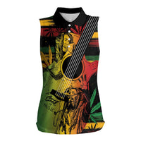 Personalised Reggae Soul Women Sleeveless Polo Shirt Sketch Style - Wonder Print Shop