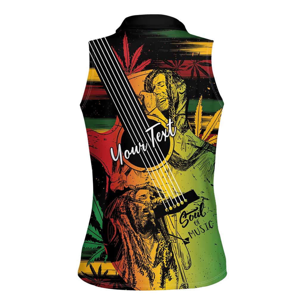 Personalised Reggae Soul Women Sleeveless Polo Shirt Sketch Style - Wonder Print Shop
