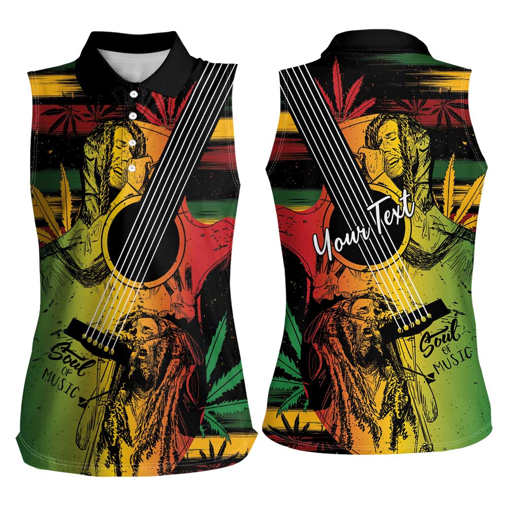 Personalised Reggae Soul Women Sleeveless Polo Shirt Sketch Style - Wonder Print Shop