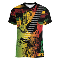 Personalised Reggae Soul Women V-Neck T-Shirt Sketch Style - Wonder Print Shop
