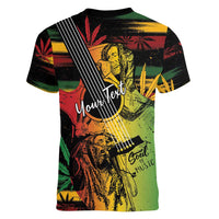 Personalised Reggae Soul Women V-Neck T-Shirt Sketch Style - Wonder Print Shop