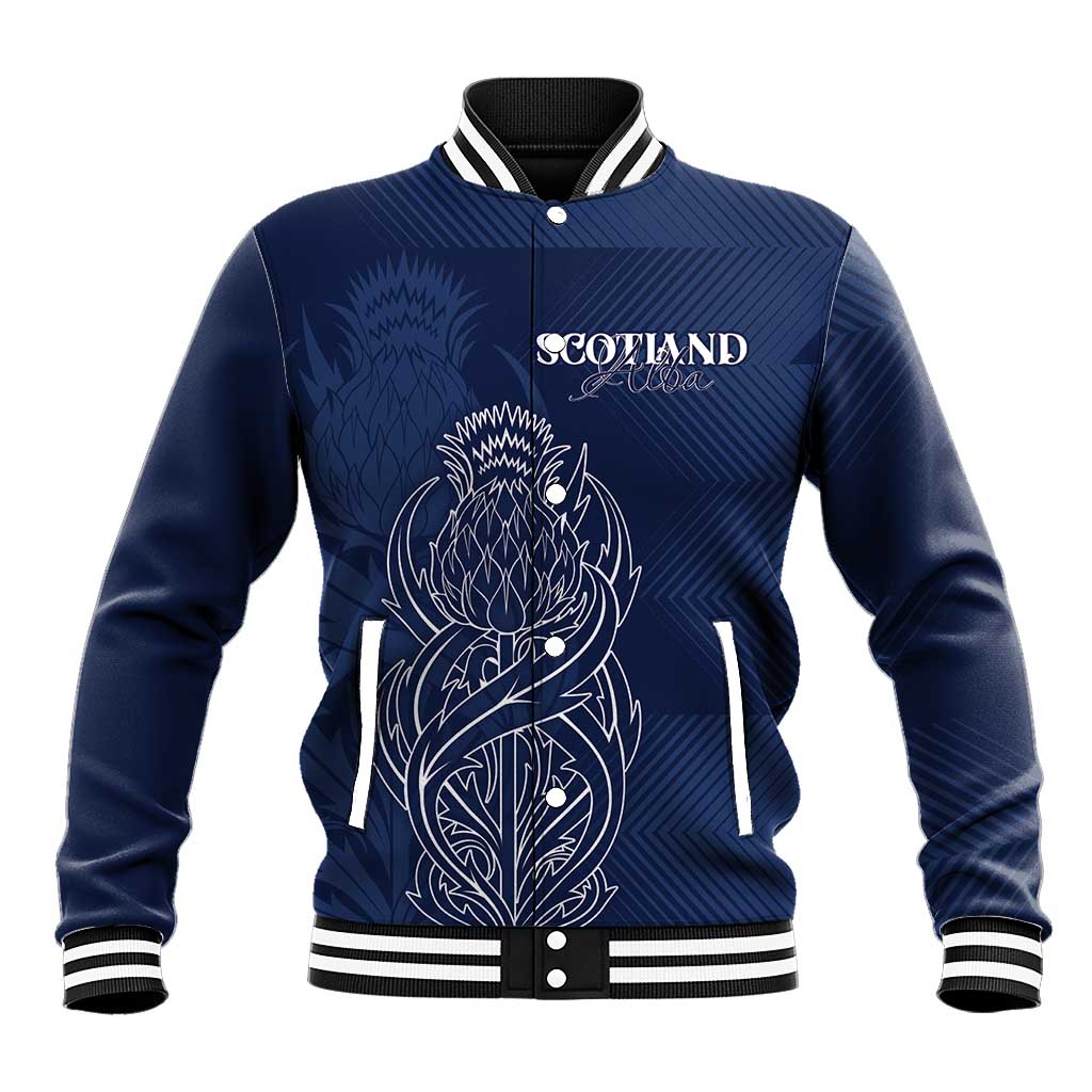 Scotland Rugby Personalized Baseball Jacket Thistle Royal Style