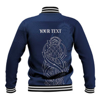 Scotland Rugby Personalized Baseball Jacket Thistle Royal Style