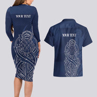 Scotland Rugby Personalized Couples Matching Long Sleeve Bodycon Dress and Hawaiian Shirt Thistle Royal Style