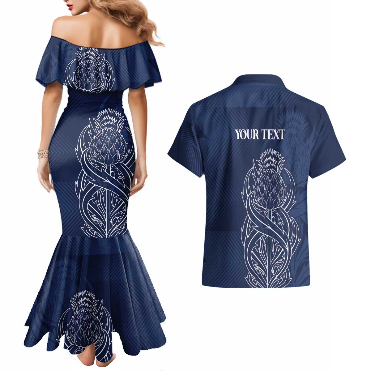 Scotland Rugby Personalized Couples Matching Mermaid Dress and Hawaiian Shirt Thistle Royal Style