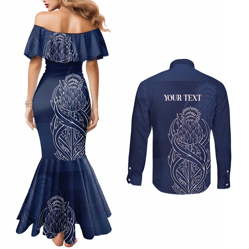 Scotland Rugby Personalized Couples Matching Mermaid Dress and Long Sleeve Button Shirt Thistle Royal Style