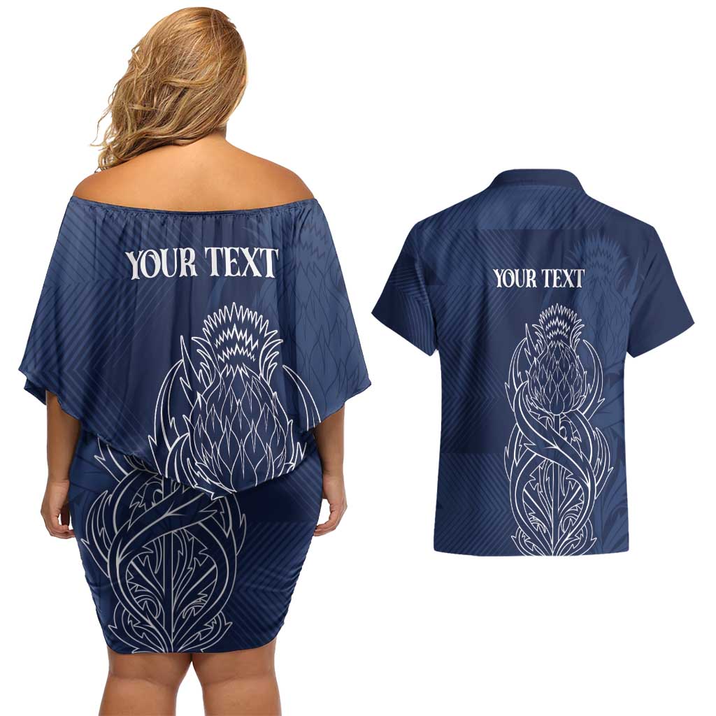 Scotland Rugby Personalized Couples Matching Off Shoulder Short Dress and Hawaiian Shirt Thistle Royal Style