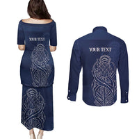 Scotland Rugby Personalized Couples Matching Puletasi and Long Sleeve Button Shirt Thistle Royal Style
