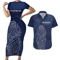 Scotland Rugby Personalized Couples Matching Short Sleeve Bodycon Dress and Hawaiian Shirt Thistle Royal Style