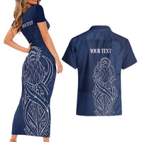 Scotland Rugby Personalized Couples Matching Short Sleeve Bodycon Dress and Hawaiian Shirt Thistle Royal Style