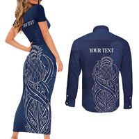 Scotland Rugby Personalized Couples Matching Short Sleeve Bodycon Dress and Long Sleeve Button Shirt Thistle Royal Style
