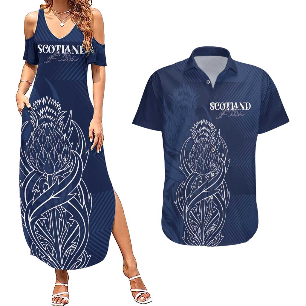Scotland Rugby Personalized Couples Matching Summer Maxi Dress and Hawaiian Shirt Thistle Royal Style