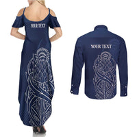 Scotland Rugby Personalized Couples Matching Summer Maxi Dress and Long Sleeve Button Shirt Thistle Royal Style