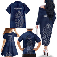 Scotland Rugby Personalized Family Matching Off The Shoulder Long Sleeve Dress and Hawaiian Shirt Thistle Royal Style