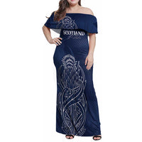 Scotland Rugby Personalized Family Matching Off Shoulder Maxi Dress and Hawaiian Shirt Thistle Royal Style