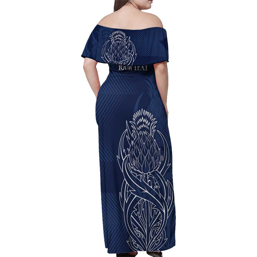Scotland Rugby Personalized Family Matching Off Shoulder Maxi Dress and Hawaiian Shirt Thistle Royal Style