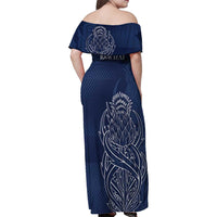 Scotland Rugby Personalized Family Matching Off Shoulder Maxi Dress and Hawaiian Shirt Thistle Royal Style