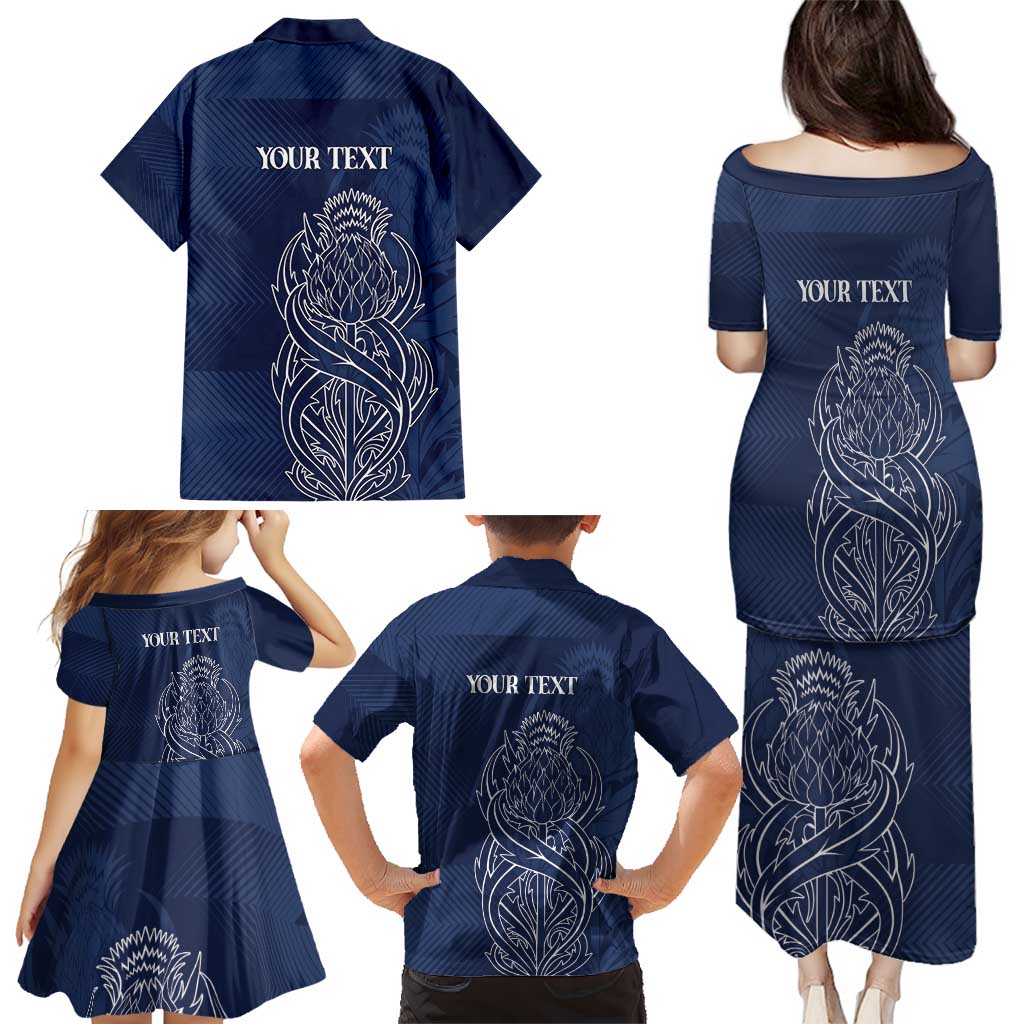 Scotland Rugby Personalized Family Matching Puletasi and Hawaiian Shirt Thistle Royal Style