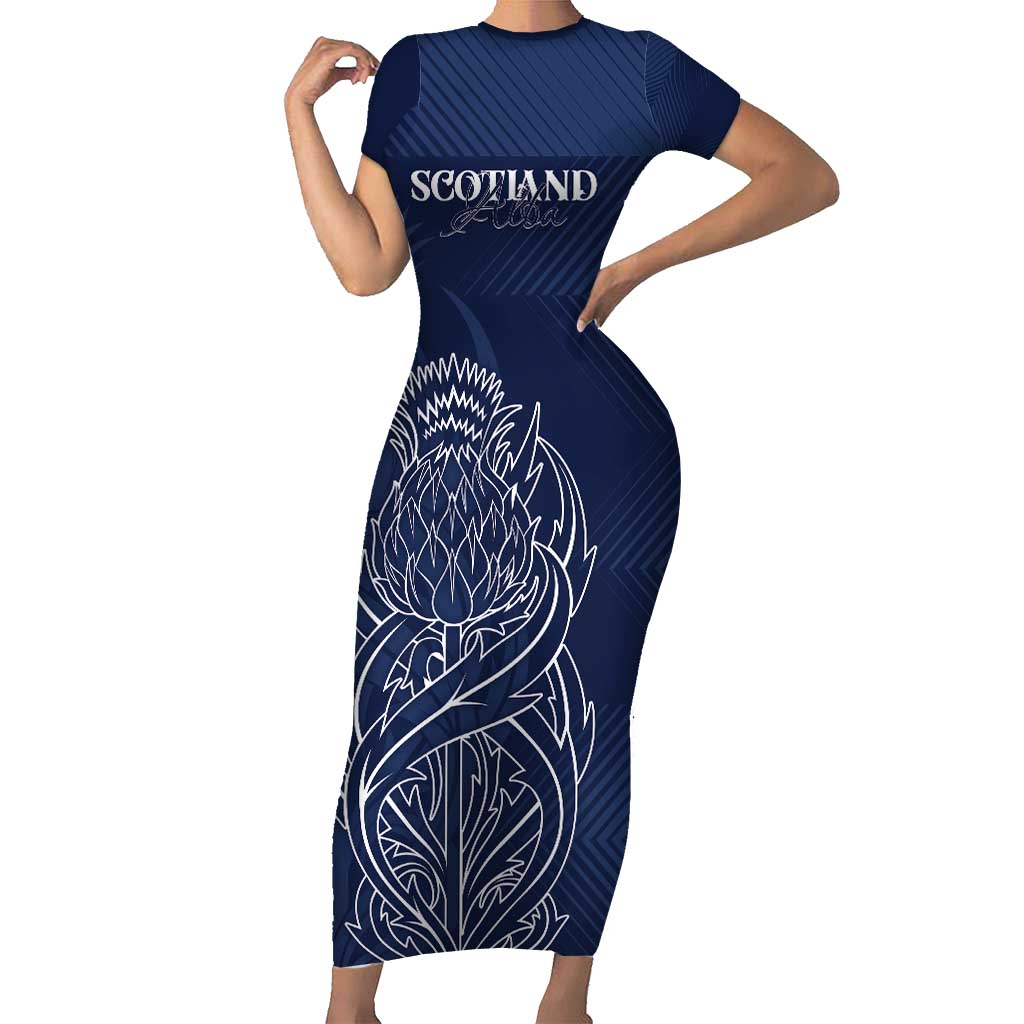 Scotland Rugby Personalized Family Matching Short Sleeve Bodycon Dress and Hawaiian Shirt Thistle Royal Style